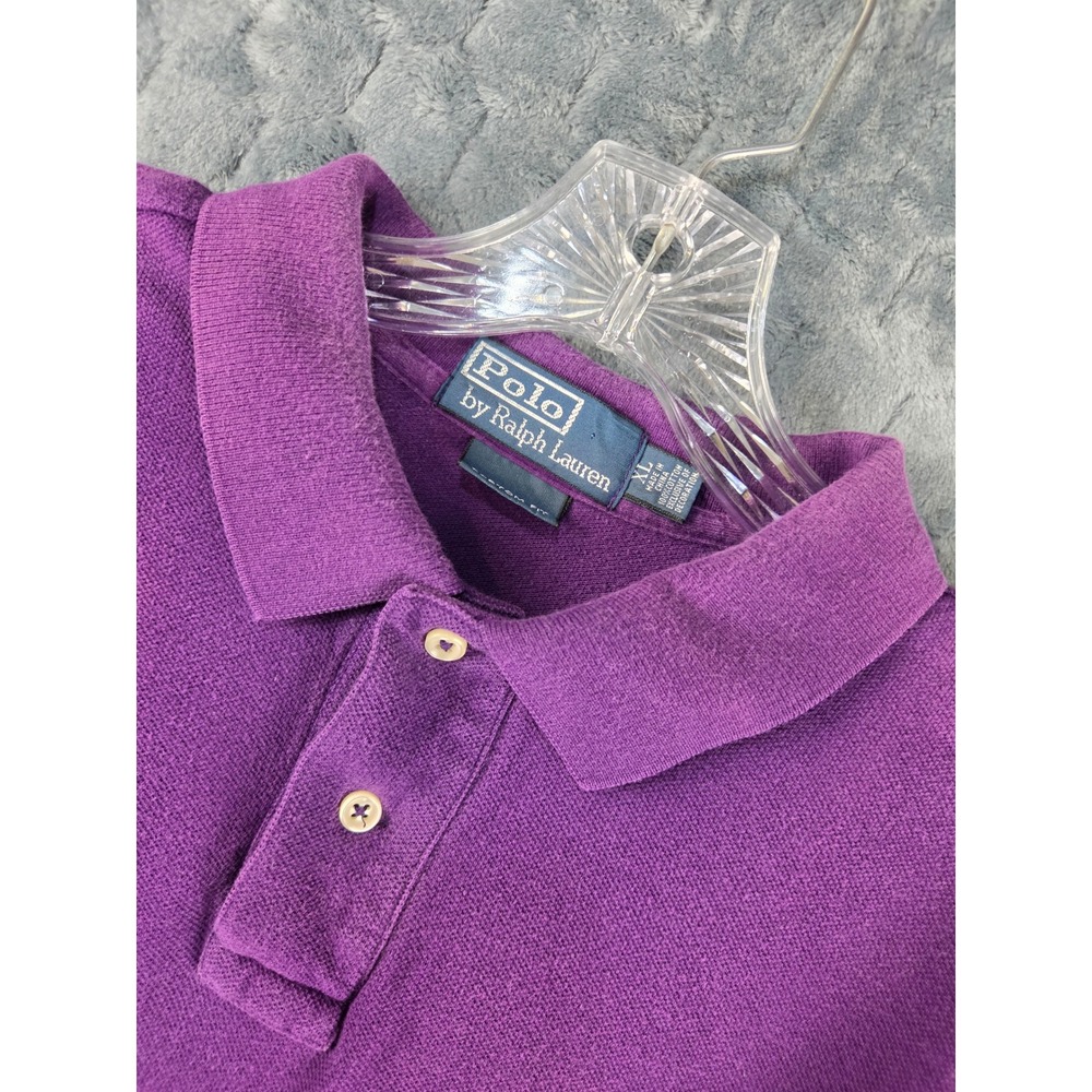 Polo Ralph Lauren Mens XL Custom Fit Purple Short Sleeve Polo Shirt Orange Pony